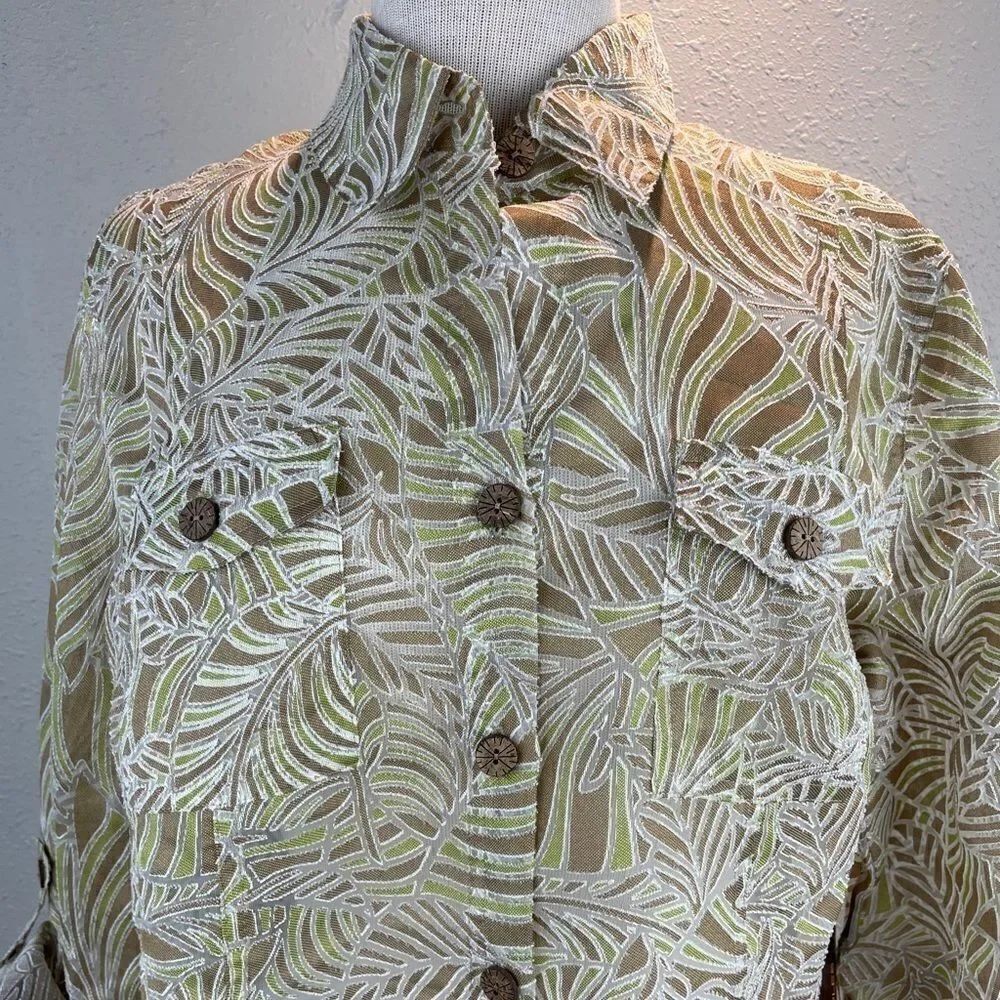 NWT Multiples Sheer Button Down Top Size L - Picture 2 of 11